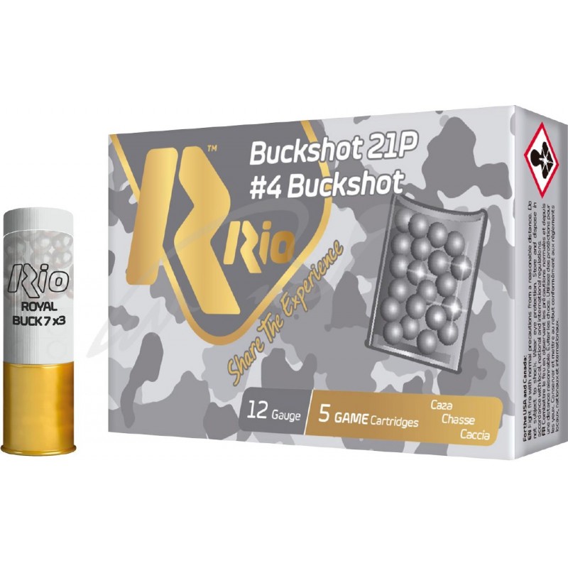 Патрон RIO Royal Buck 21P NEW кал. 12/70 картач 6,2 мм навеска 28 г 