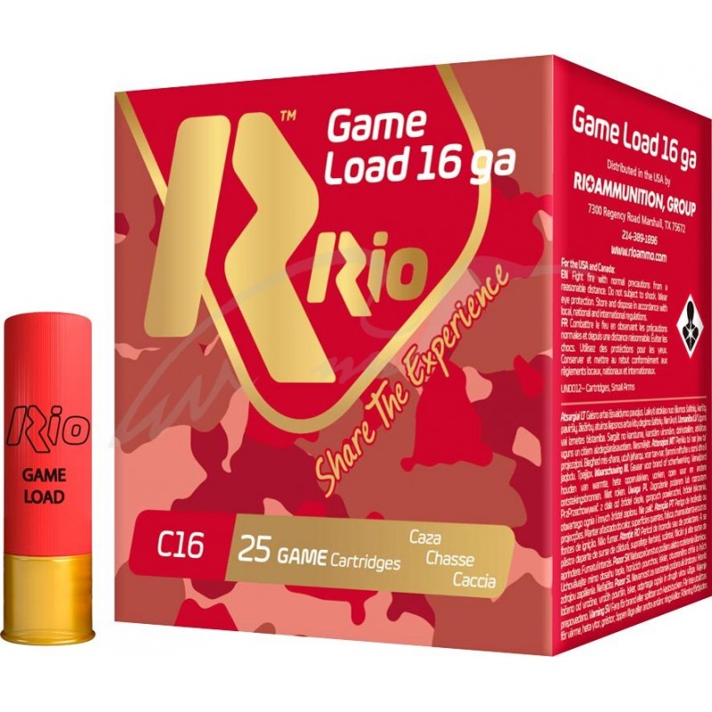 Патрон RIO Game Load C16 NEW кал. 16/70 дріб №00 (4.5 мм) навішування 28 г 